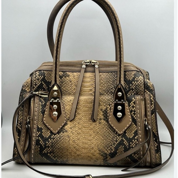 Henri Bendel Leather Python Satchel Bag - Picture 2 of 9